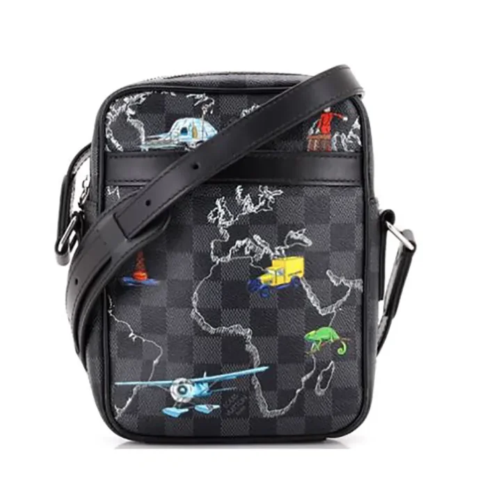 Louis Vuitton LV Unisex Renaissance Map Damier Graphite PM Danube Slim Bag