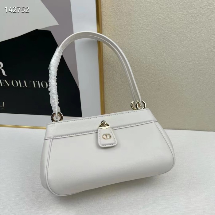 Dior Women CD Small Dior Key Bag Dusty Ivory Box Calfskin