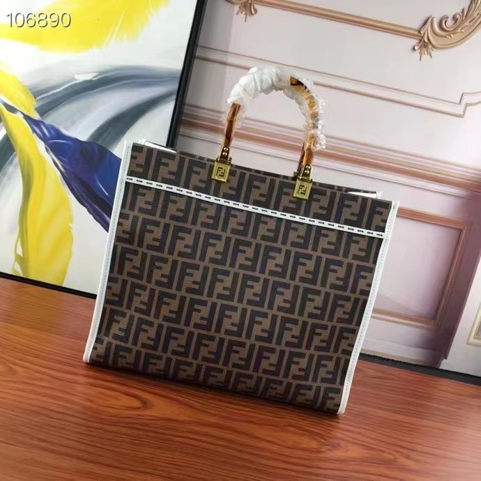 Fendi FF Women Sunshine Medium FF Glazed Fabric Shopper Inlay