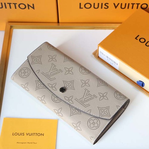 Louis Vuitton LV Unisex Iris Wallet Galet Grey Mahina Perforated Calf Leather