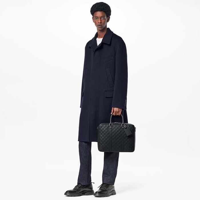 Louis Vuitton LV Unisex Sirius Briefcase Black Damier Infini Onyx Cowhide Leather