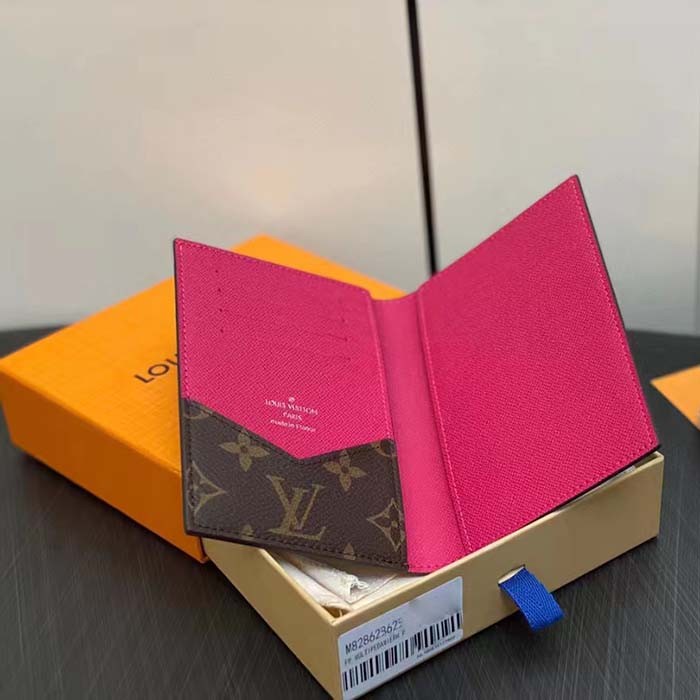 Louis Vuitton LV Unisex Passport Cover Pink Monogram Macassar Coated Canvas Cowhide Leather