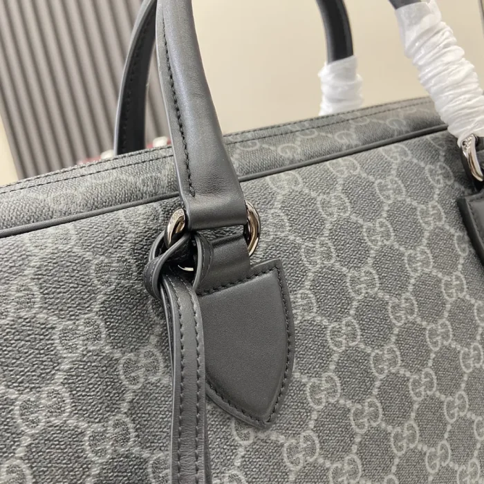 Gucci Unisex GG Emblem Medium Briefcase-Gray 821149FAED41000