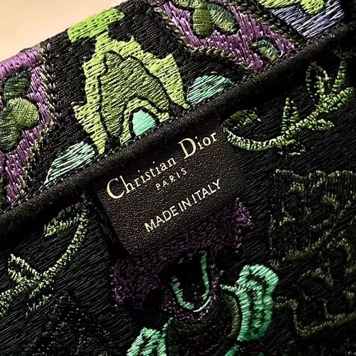 Dior Women CD Large Dior Book Tote Multicolor Dior Indian Purple Embroidery
