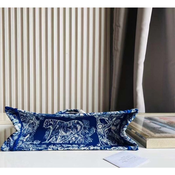 Dior Unisex CD Large Book Tote Fluorescent Blue Toile De Jouy Transparent Canvas