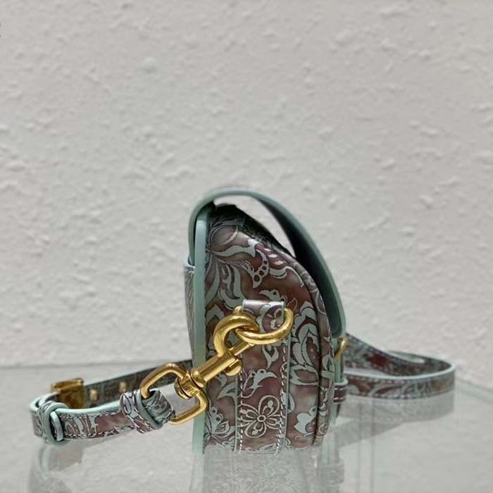 Dior Women Bobby East-West Bag Metallic Blue Dior Brocart Printed Calfskin