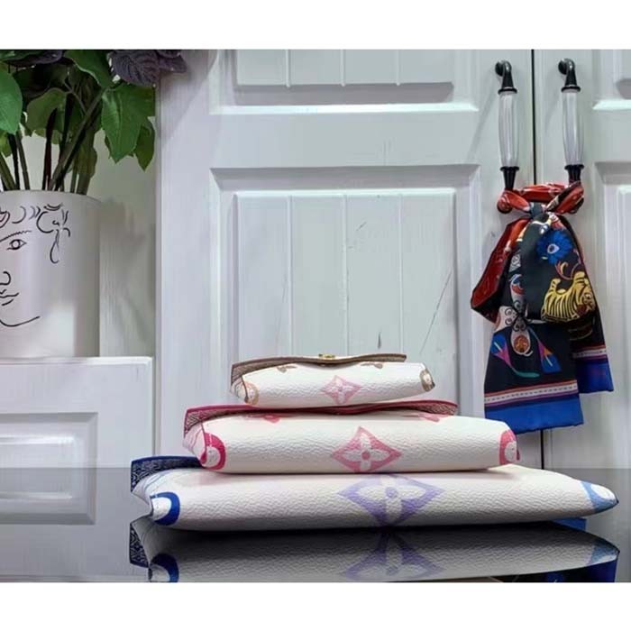 Louis Vuitton LV Unisex Kirigami Pochette Monogram Coated Canvas Printed Grained Cowhide Leather