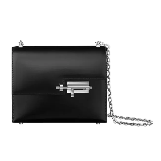 Hermes Women Verrou Bag in Box Leather-Black/Silver