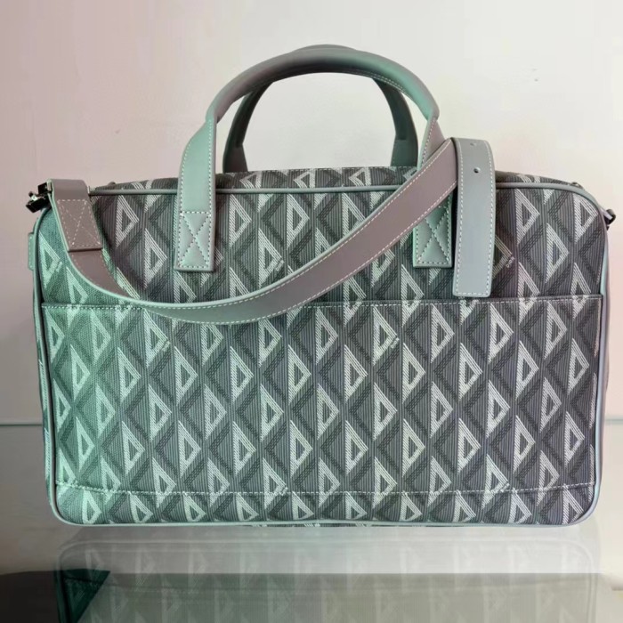Dior Unisex CD Hit The Road Pet Carrier Bag Gray Diamond Canvas Smooth Calfskin