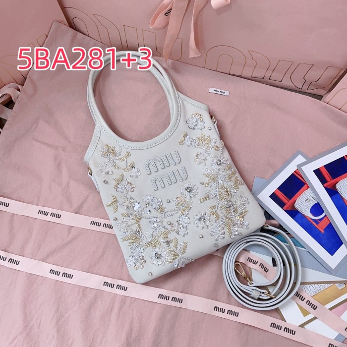 5BA281 miu new beaded embroidered ivy bag