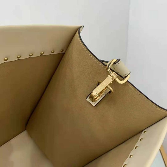 Fendi Women Sunshine Medium White Leather Shopper