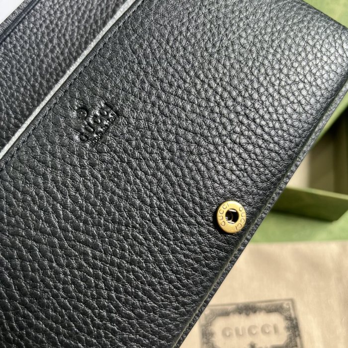 Gucci Women GG Chain Wallet Interlocking G Python Bow Black Leather