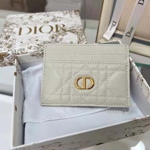 Dior Unisex CD Dior Caro Five Slot Card Holder Cloud Latte Supple Cannage Calfskin