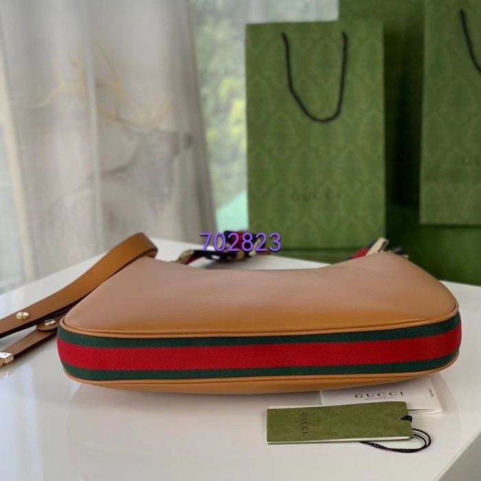 Gucci Women Attache Large Shoulder Bag Dark Orange Leather