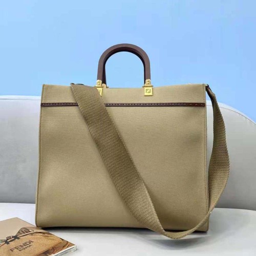 Fendi Women Fendi Sunshine Medium Beige Canvas Bag