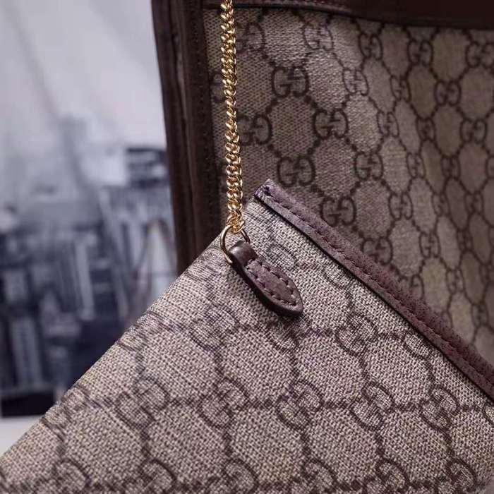 Gucci Women Exclusive Rajah GG Tote in Beige/Ebony GG Supreme Canvas