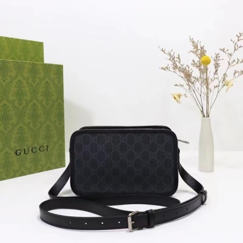 Gucci Unisex GG Shoulder Bag Black GG Supreme Canvas Leather