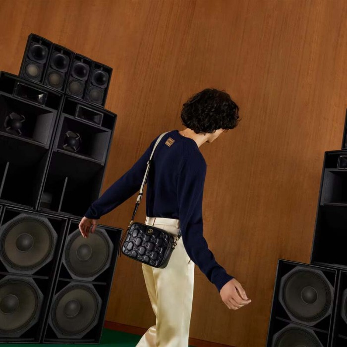 Gucci Women GG Matelassé Leather Shoulder Bag Black Double G