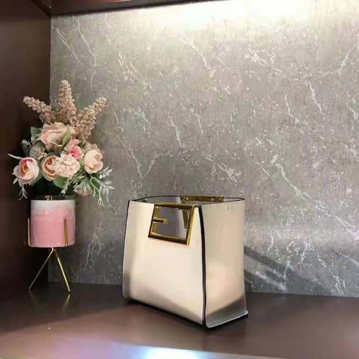 Fendi Women Way Small Made of Camellia-Colored Leather Bag-White