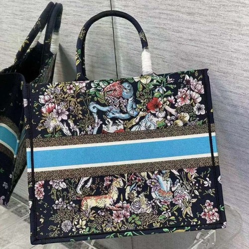 Dior Unisex CD Large Book Tote Blue Multicolor D-Constellation Embroidery