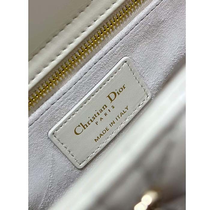 Dior CD Women Small Lady Dior My ABCDior Bag Latte Cannage Lambskin