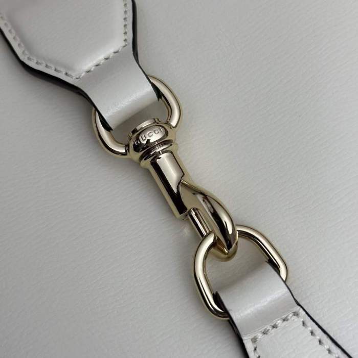 Gucci Women GG Mini Bucket Shoulder Bag Ivory Leather Hook Closure