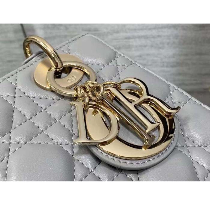 Dior Women CD Small Lady Dior My ABCDior Bag Steel Gray Cannage Lambskin