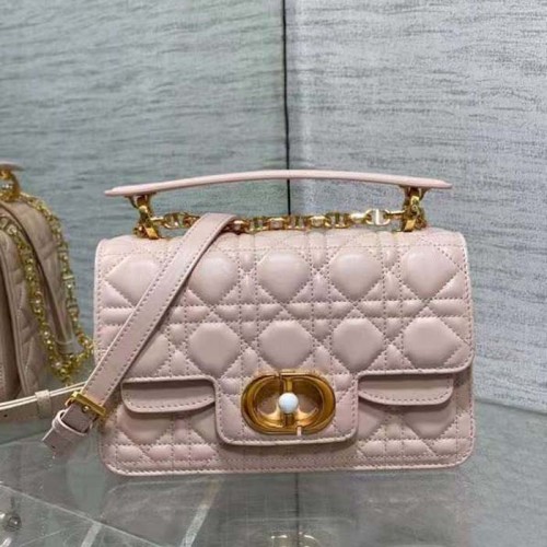 Dior Women Mini Dior Jolie Top Handle Bag Powder Pink Cannage Calfskin