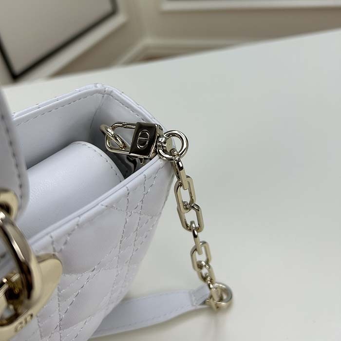 Dior Women CD Medium D-Joy Bag Latte Cannage Lambskin