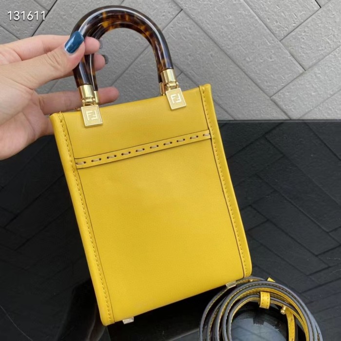 Fendi Women Mini Sunshine Shopper Yellow Leather Mini Bag