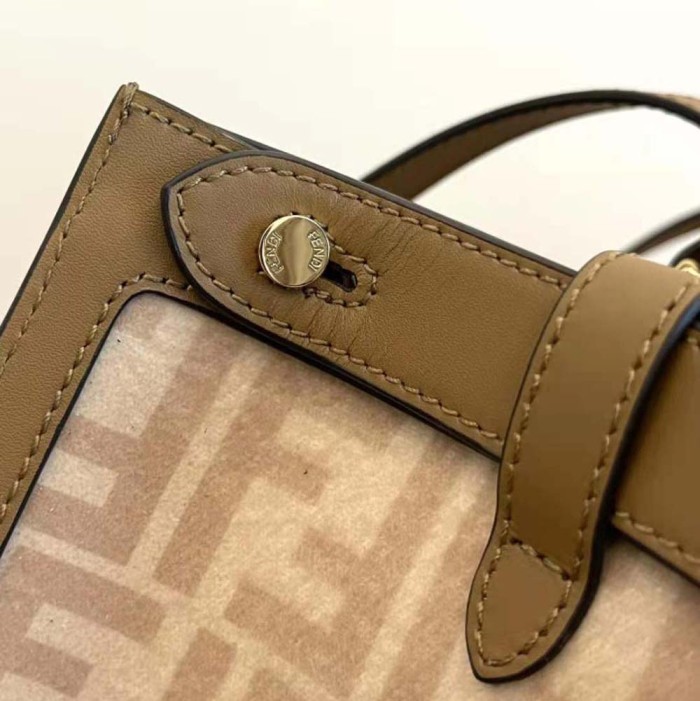 Fendi Women Medium Peekaboo X-Tote Beige FF Wool Bag