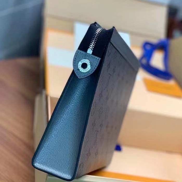 Louis Vuitton LV Unisex Pochette Voyage MM Bag Gunmetal Gray Monogram Coated Canvas