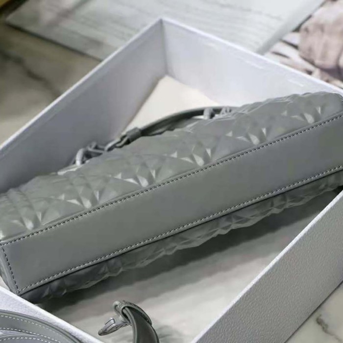 Dior Women Lady D-Joy Bag Gray Cannage Calfskin with Diamond Motif