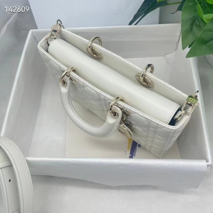 Dior Women CD Medium Lady D-Joy Bag Latte Cannage Lambskin