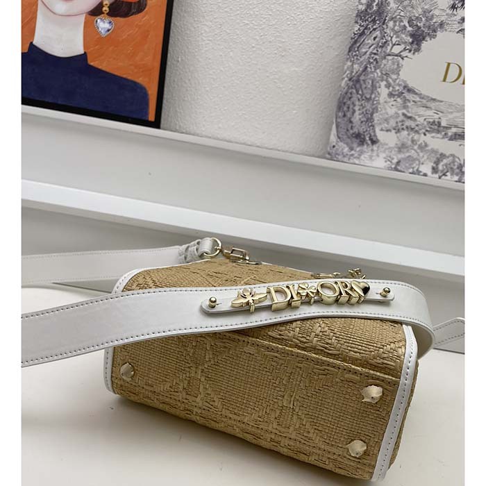 Dior Women CD Small Lady D-Lite Bag Natural Macrocannage Raffia