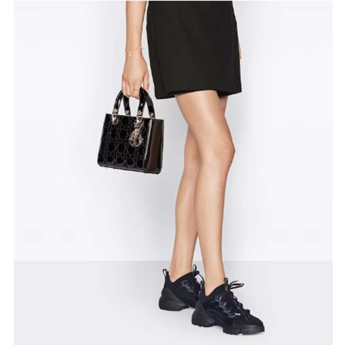 Dior Women CD Small Lady Dior Bag Black Patent Cannage Calfskin