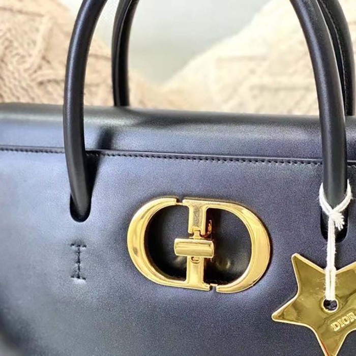 Dior Women Large ST Honore Tote Black Box Calfskin