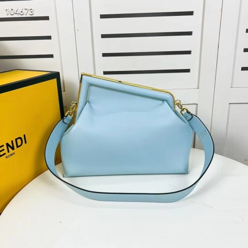 Fendi Women First Medium Light Blue Leather Bag