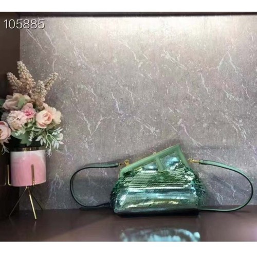 Fendi Women FF First Small Green Sequinned Bag