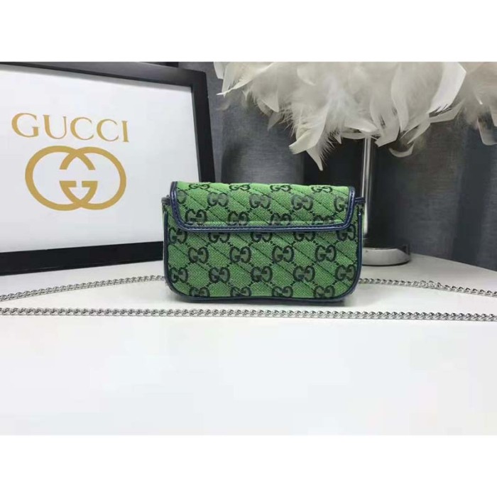 Gucci Women GG Marmont Multicolor Super Mini Bag Green Double G