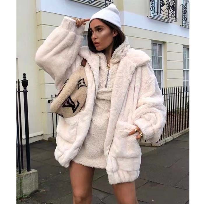 Louis Vuitton LV Unisex Bumbag Cream Brown Shearling Cowhide-Leather Textile Lining