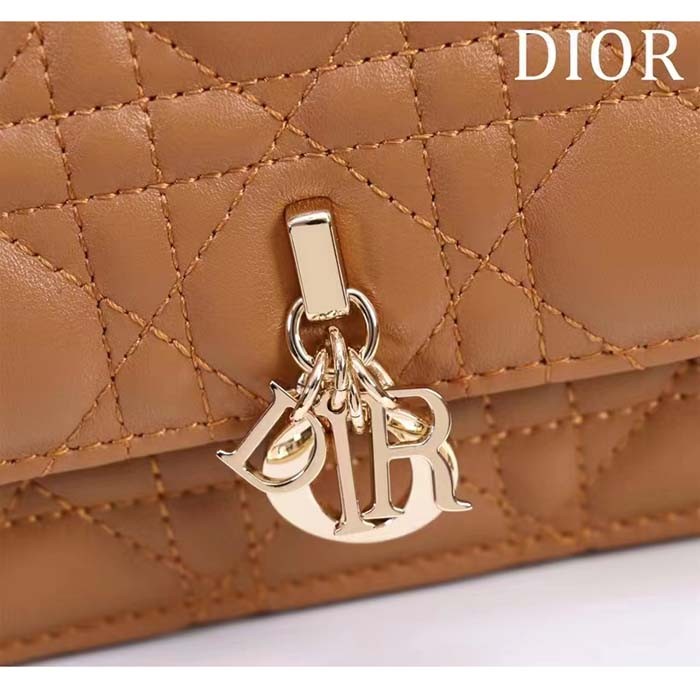 Dior Women CD Miss Dior Mini Bag Medium Tan Cannage Lambskin