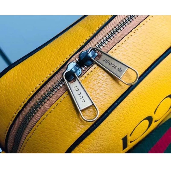 Gucci Unisex GG Adidas x Gucci Small Shoulder Bag Yellow Leather Green Red Web
