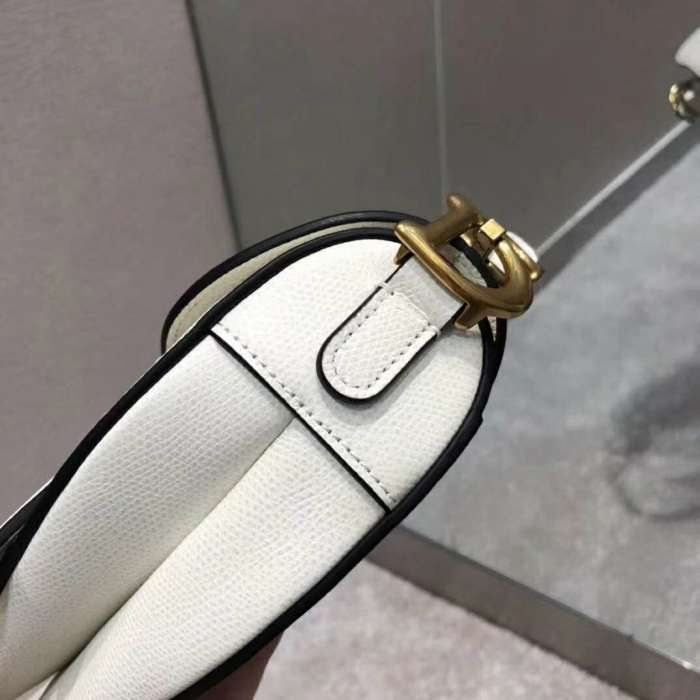 Dior Women Saddle Bag Latte Ultramatte Calfskin 'D' 'CD' Signature-White