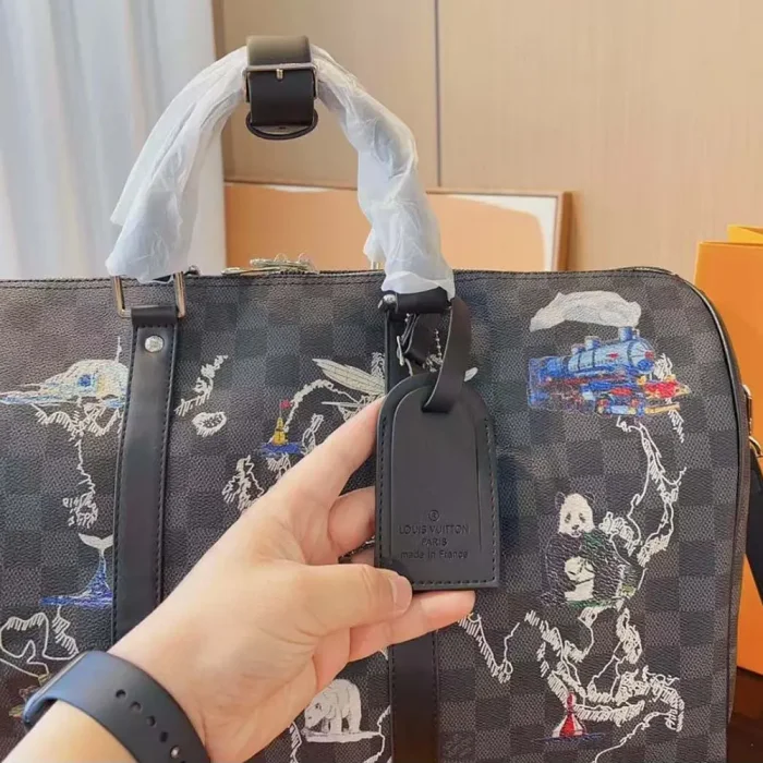 Louis Vuitton LV Unisex Damier Graphite World Map Keepall Bandouliere 50