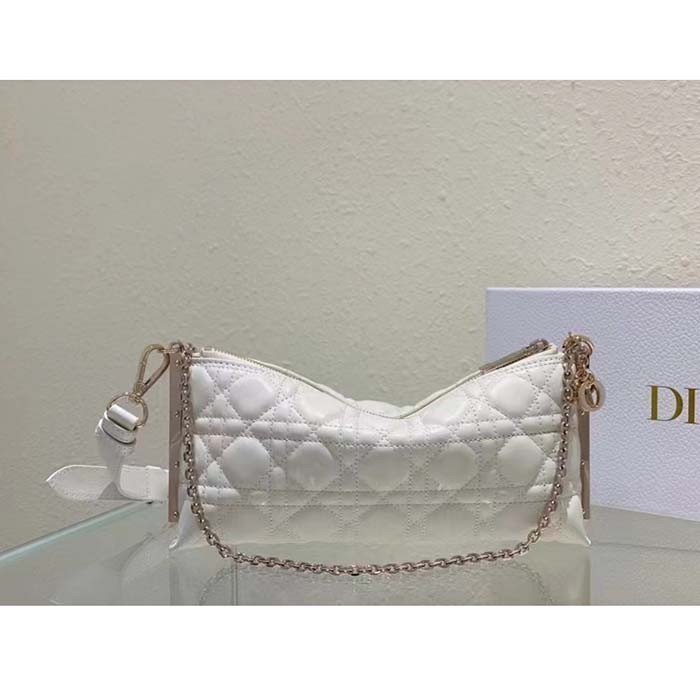 Dior Women CD Dior Club Bag Dusty Ivory Cannage Lambskin