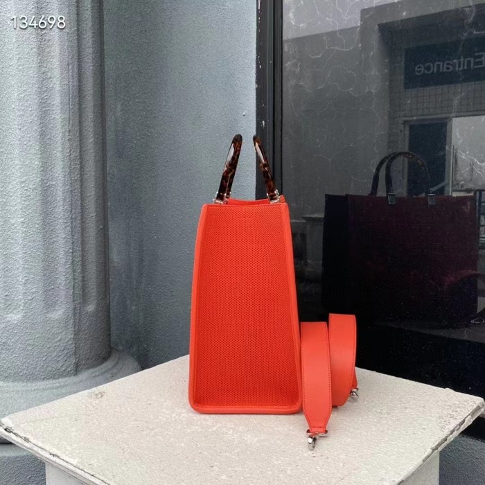 Fendi Women Sunshine Medium Red FF Fabric Shopper