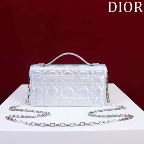 Dior Women CD Miss Dior Mini Bag Silver Metallic Leather Lambskin