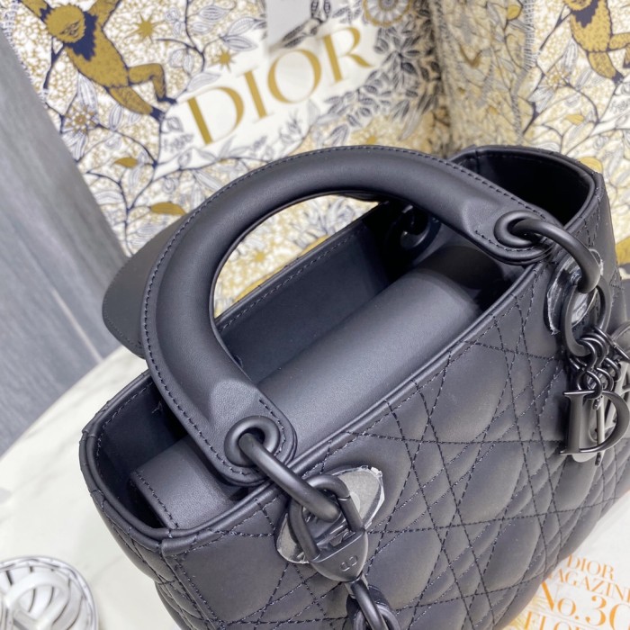 Dior Women Small Lady Dior My Abcdior Bag Black Ultramatte Cannage Calfskin