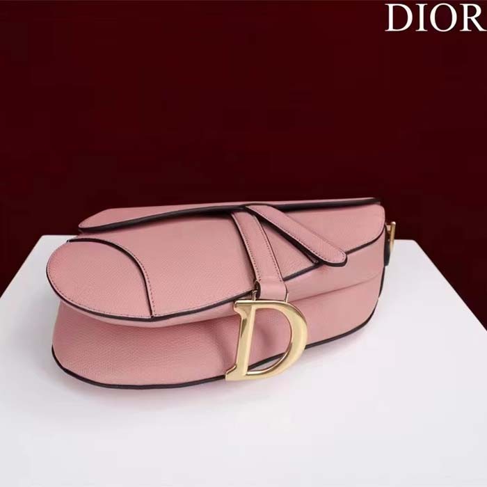 Dior Women CD Saddle Bag Strap Blush Grained Calfskin